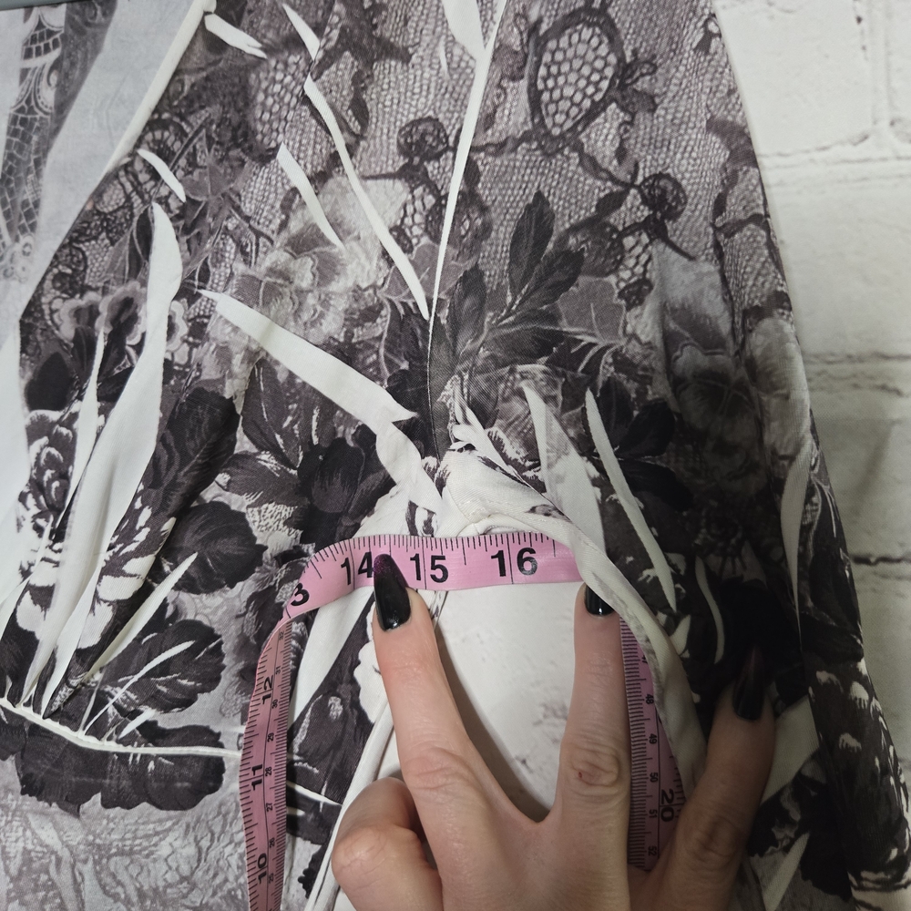 Y2k V Neck Empire Waist Butterfly Split Slevve Metalic Silver Black Fairy Dress - Picture 4 of 13